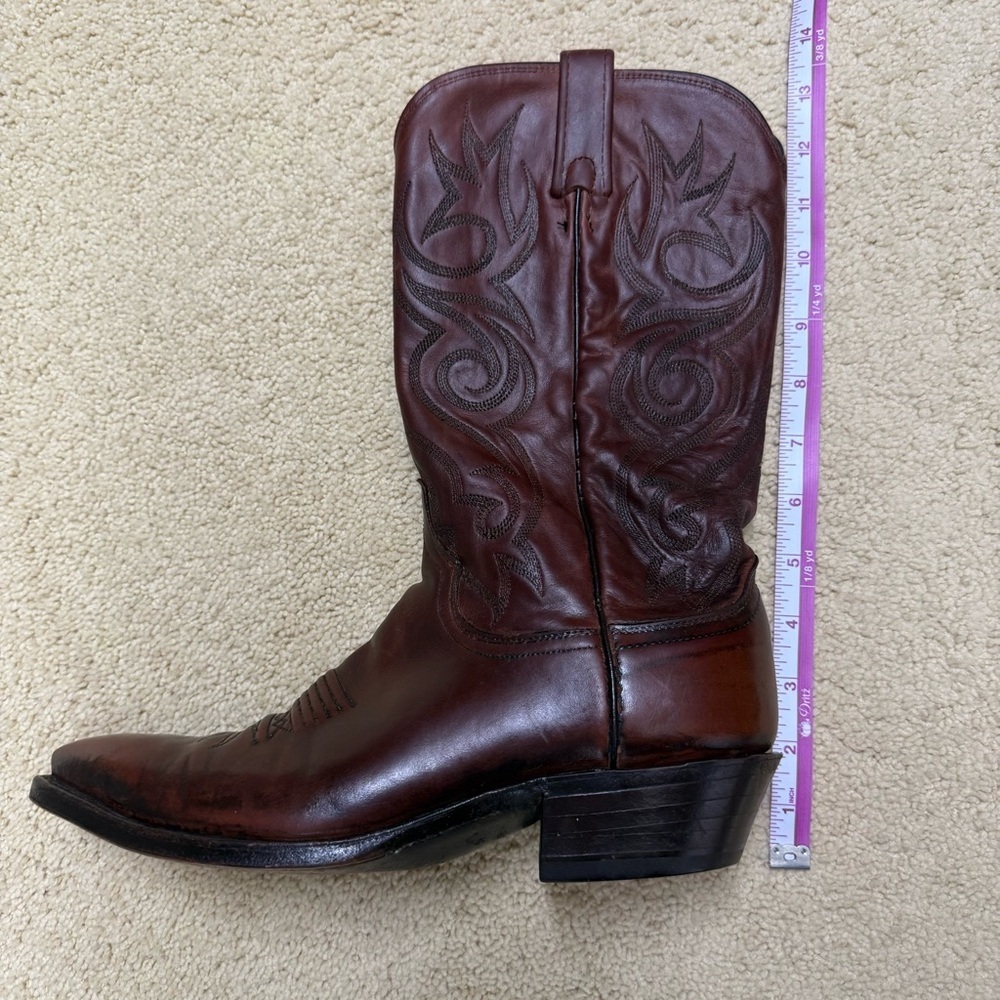 Dan Post brown Leather cowboy Boots Embroidery men’s 8 western pointed toe - Picture 12 of 16